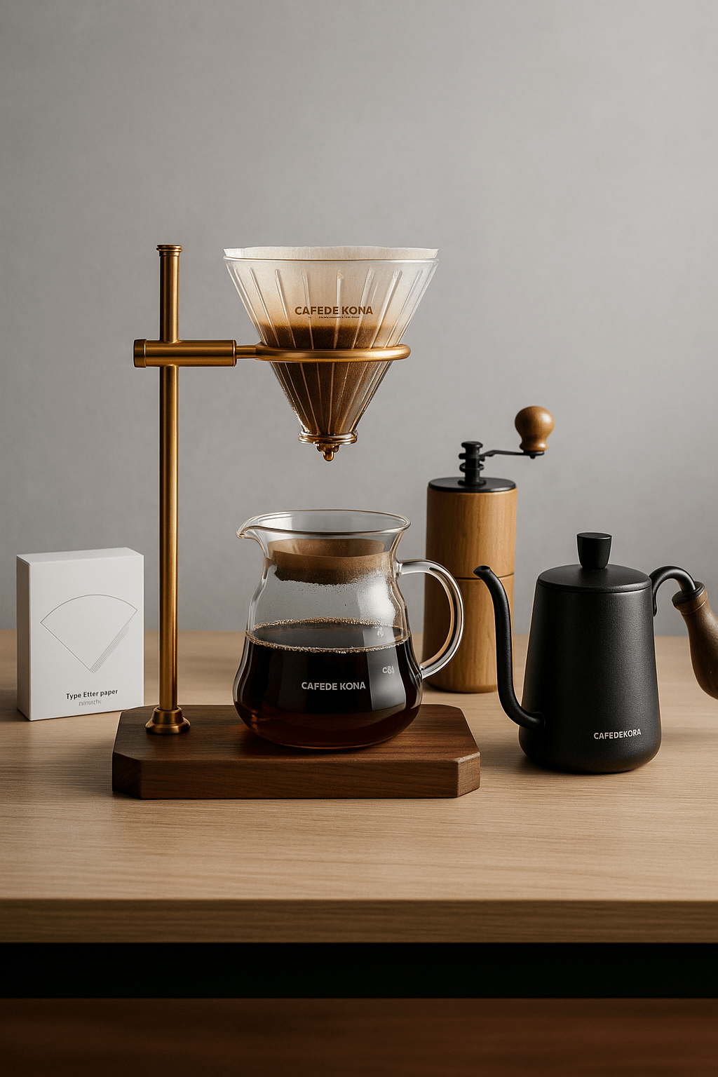 Kona Glass Coffee Brewer & Filter Set - PurelyTea