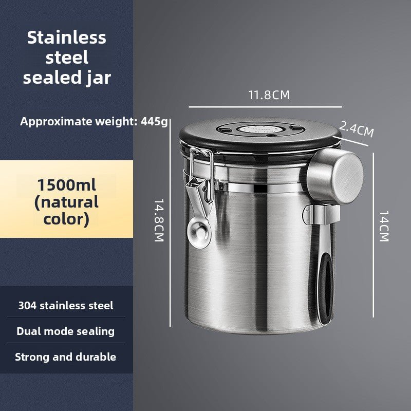 Coffee Bean Stainless Steel Sealed Container - PurelyTea