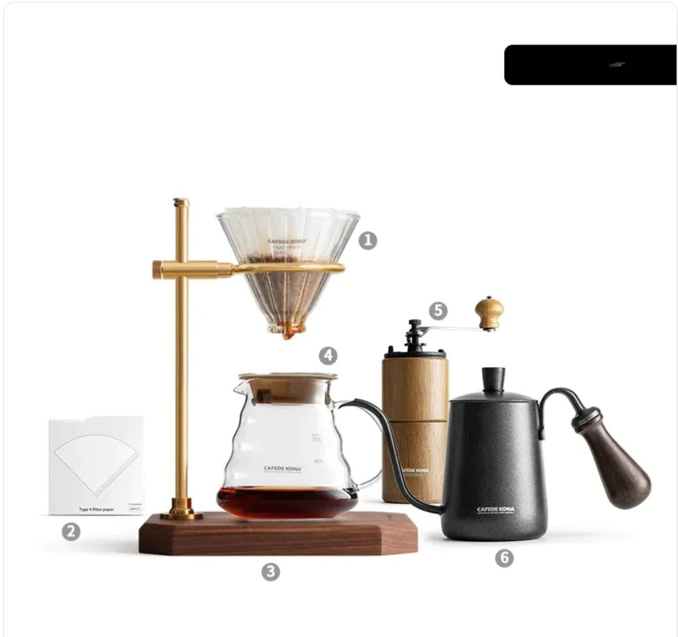 Kona Glass Coffee Brewer & Filter Set - PurelyTea
