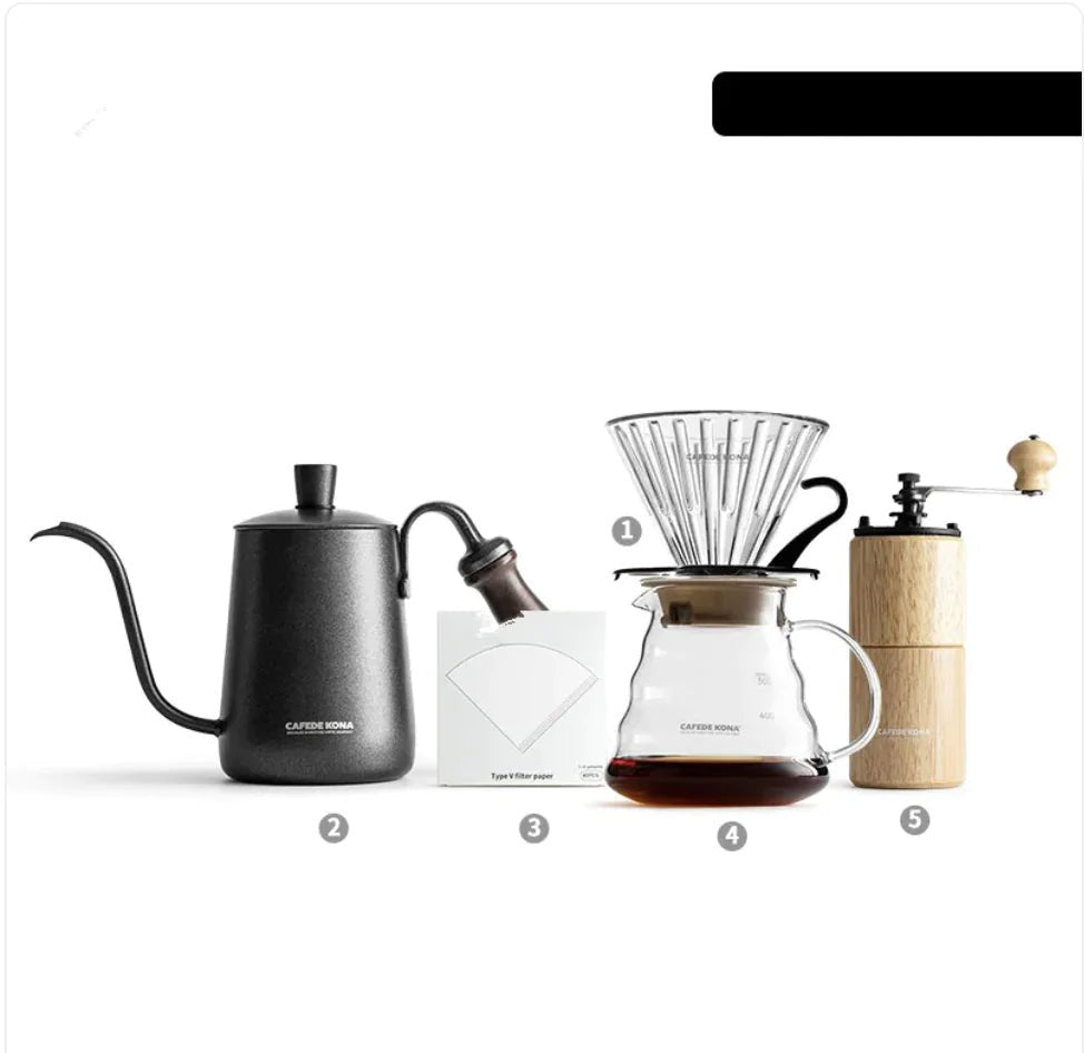 Kona Glass Coffee Brewer & Filter Set - PurelyTea
