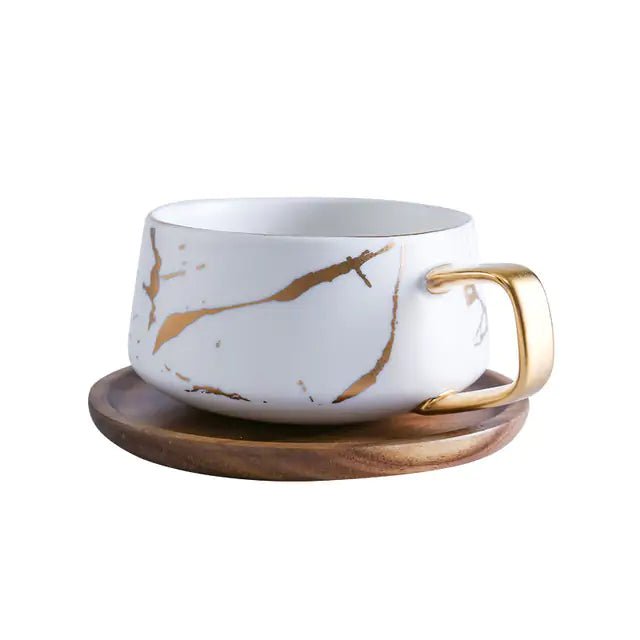 Marble Coffee Mugs Gold Inlay - PurelyTea