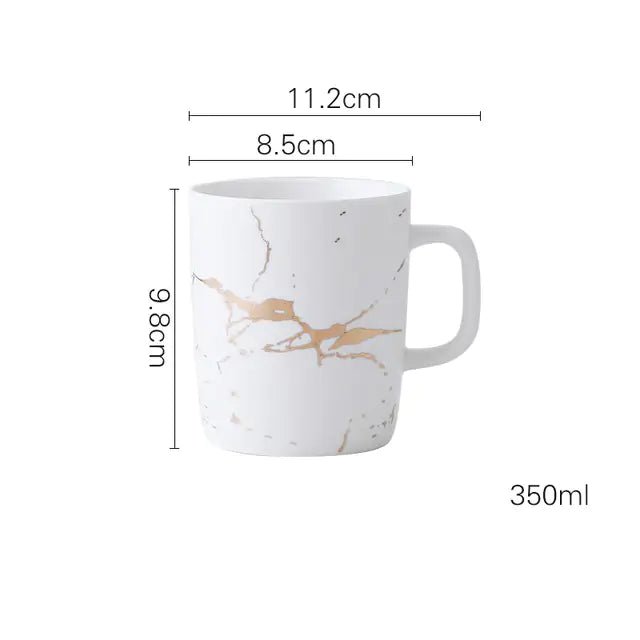 Marble Coffee Mugs Gold Inlay - PurelyTea