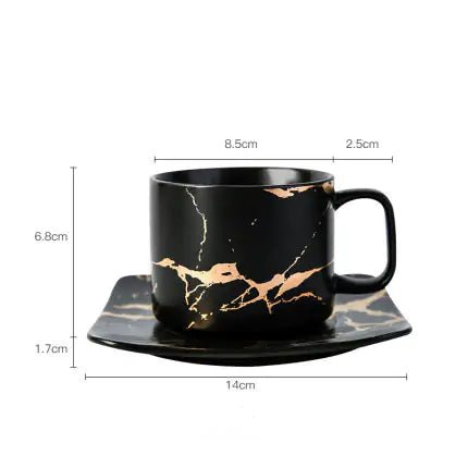 Marble Coffee Mugs Gold Inlay - PurelyTea
