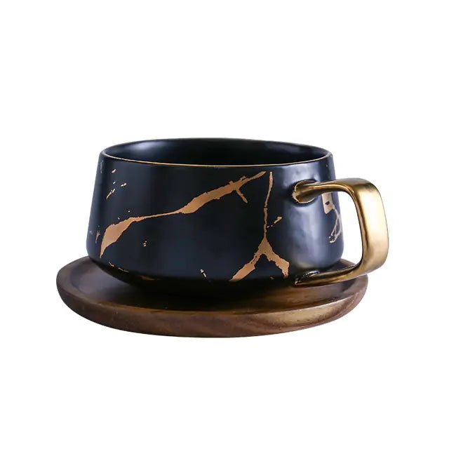 Marble Coffee Mugs Gold Inlay - PurelyTea