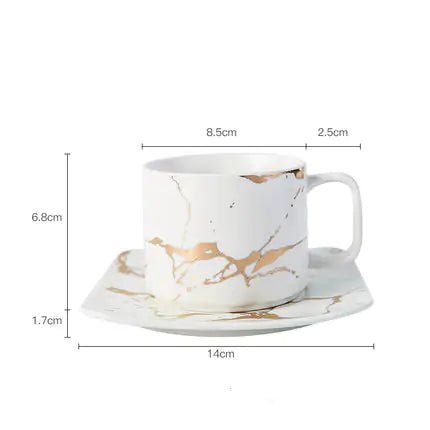 Marble Coffee Mugs Gold Inlay - PurelyTea