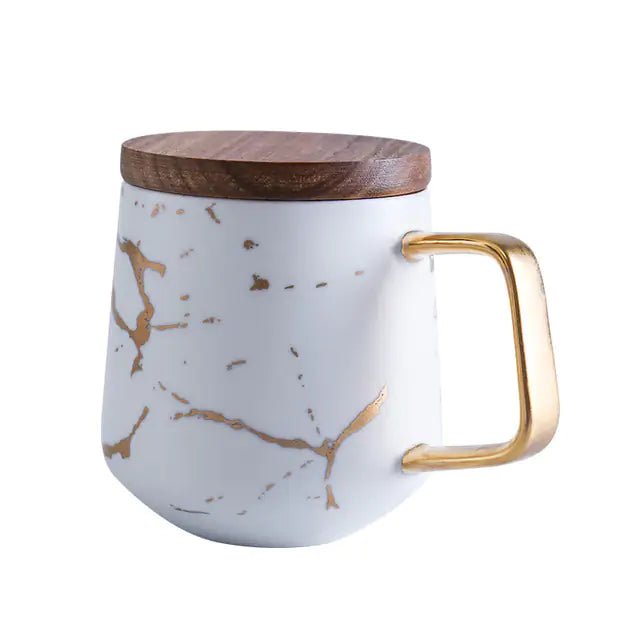 Marble Coffee Mugs Gold Inlay - PurelyTea