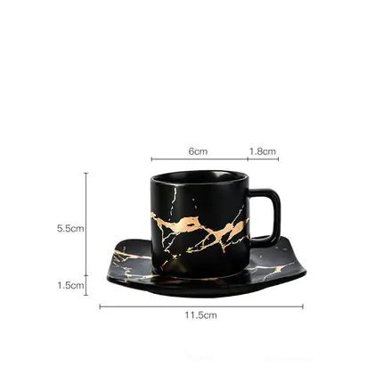 Marble Coffee Mugs Gold Inlay - PurelyTea