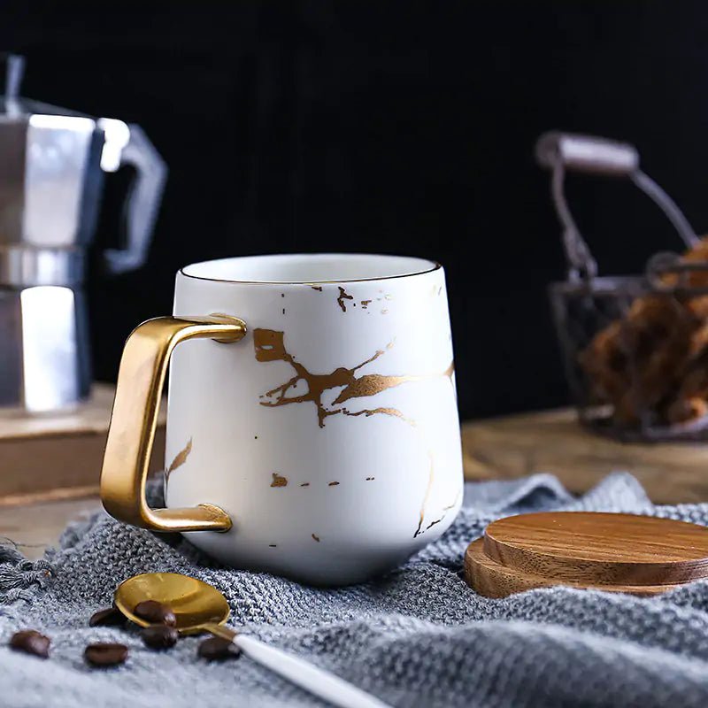 Marble Coffee Mugs Gold Inlay - PurelyTea