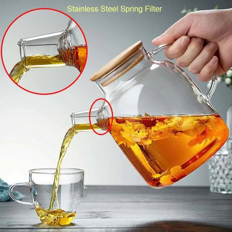 PurelyTea Big Heat Resistant Glass Teapot - PurelyTea